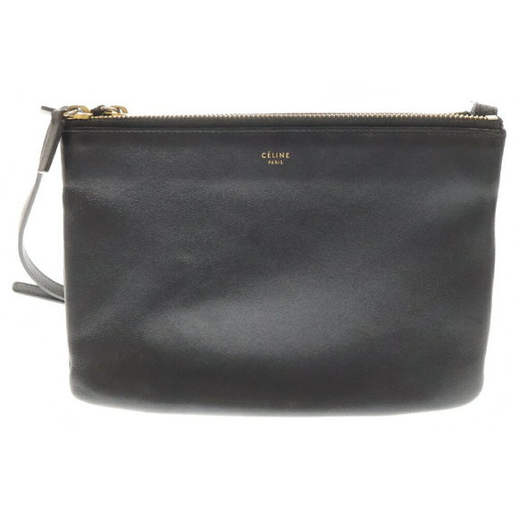 Celine Trio Bag Leather Shoulder Bag Black - Picture 1 of 6